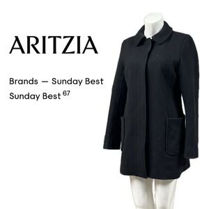 𝗔𝗿𝗶𝘁𝘇𝗶𝗮 𝗦𝗨𝗡𝗗𝗔𝗬 𝗕𝗘𝗦𝗧 Black Wool-Blend Coat | Minimal Tailored Peacoat